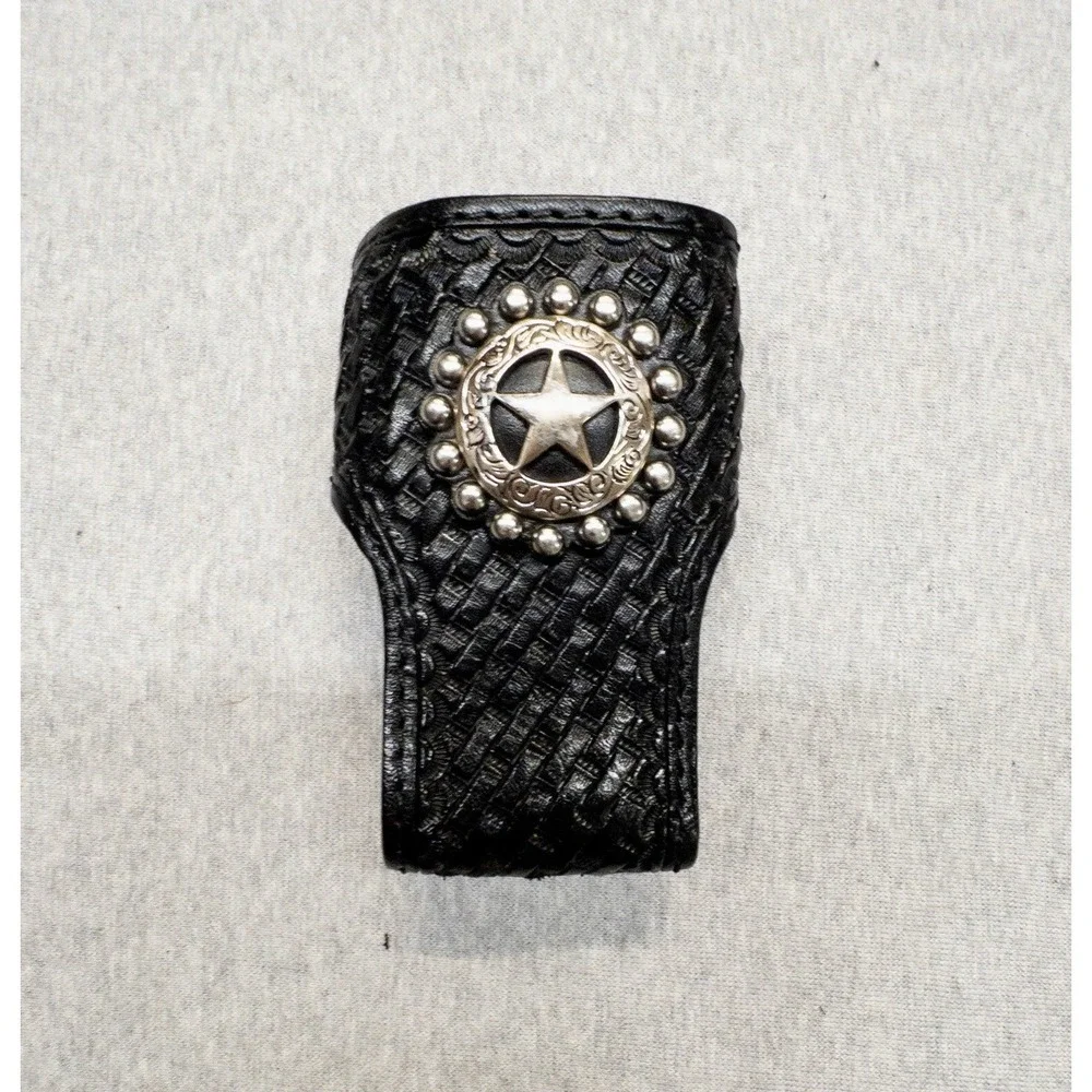 Hand Tooled Basket Weave Utility‎ Belt Clip On Radio Holster Texas Concho Tools